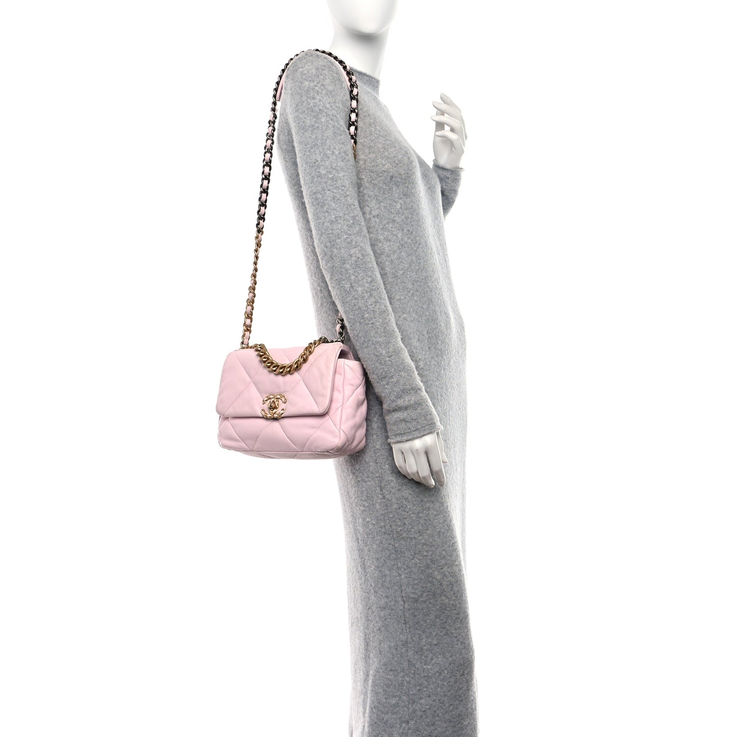 Lambskin Quilted Medium 19 Flap Light Pink