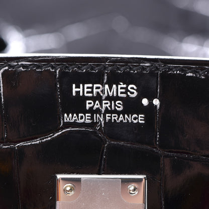 Hermes Shiny Niloticus Crocodile Birkin 25 Black 22 of 37
