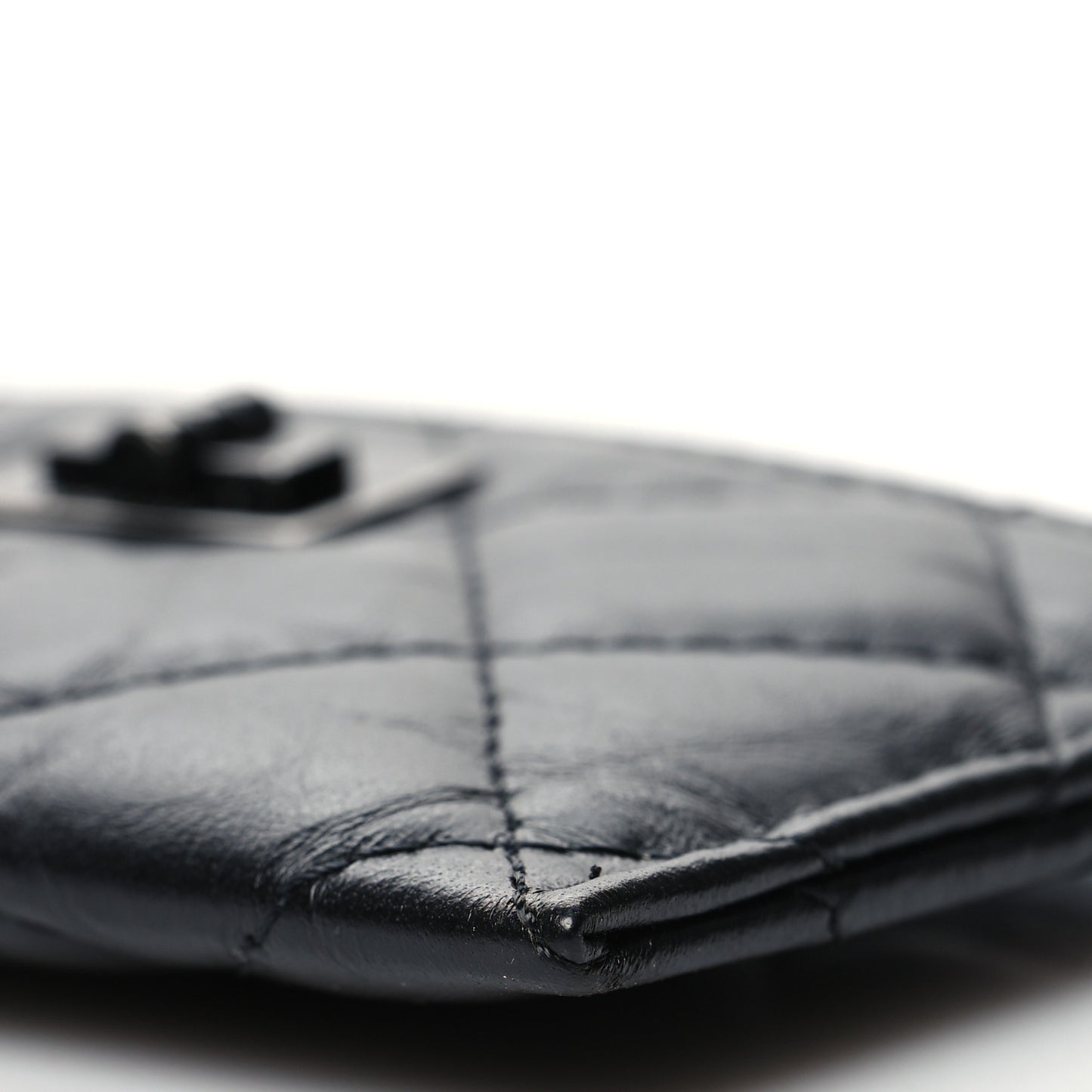 Aged Calfskin Quilted Reissue Card Holder Black