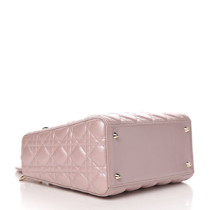 Christian Dior Pearly Lambskin Cannage Medium Lady Dior Lotus 3 of 12