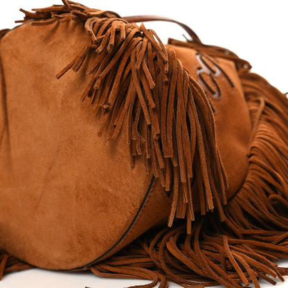 Christian Louboutin Suede Calfskin Fringe Marie Jane Bucket Brown 9 of 9