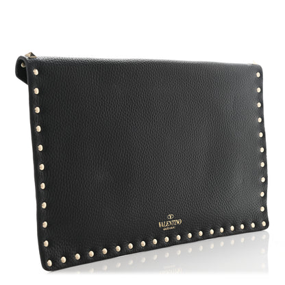 Valentino Garavani Pebbled Calfskin Large Rockstud Envelope Clutch Black 3 of 6
