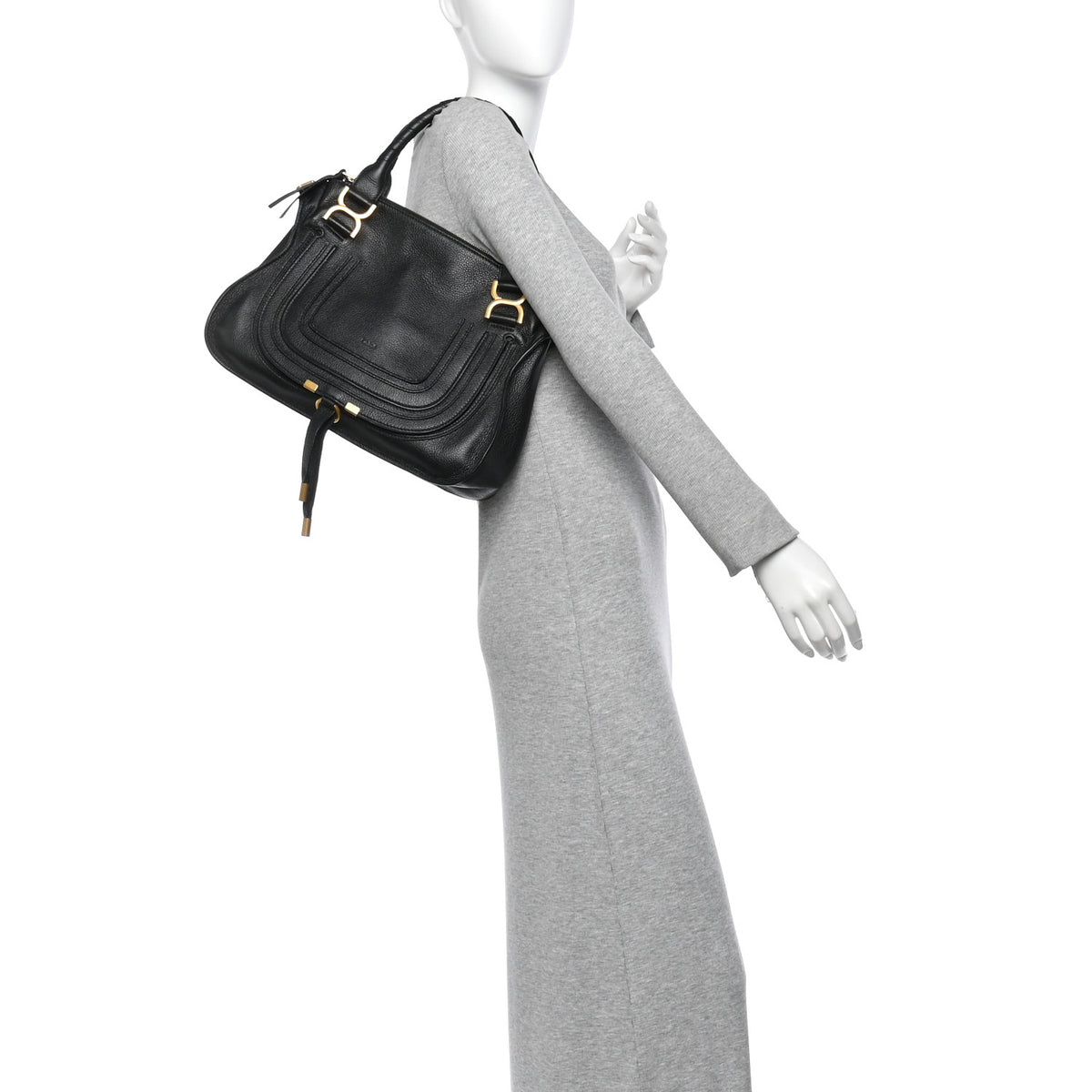 Calfskin Medium Marcie Satchel Black