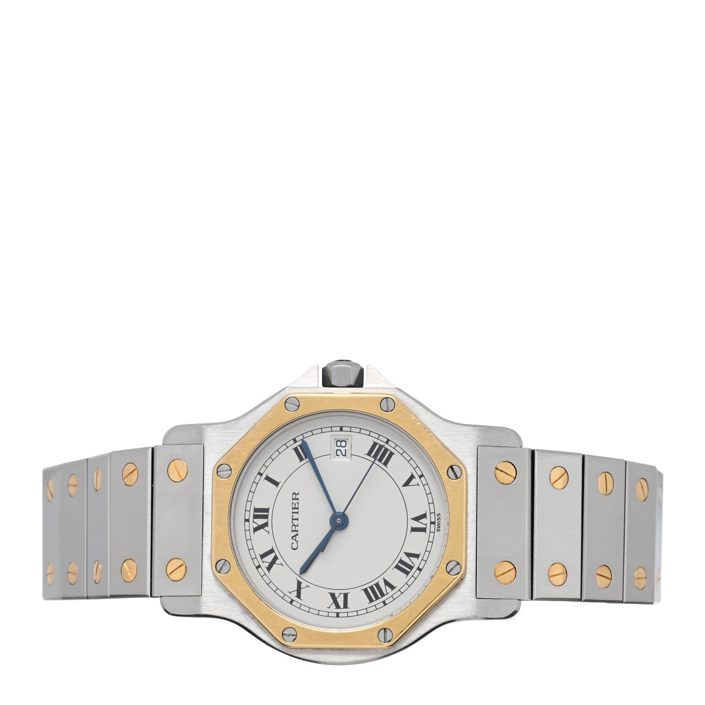 Stainless Steel 18K Yellow Gold 29mm Santos Octagon Quartz Watch