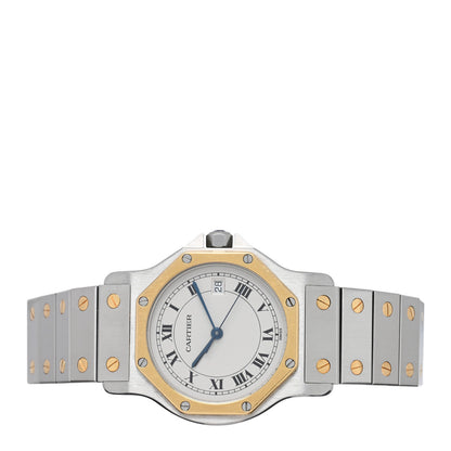Cartier Stainless Steel 18K Yellow Gold 29mm Santos Octagon Quartz Watch 2 of 4