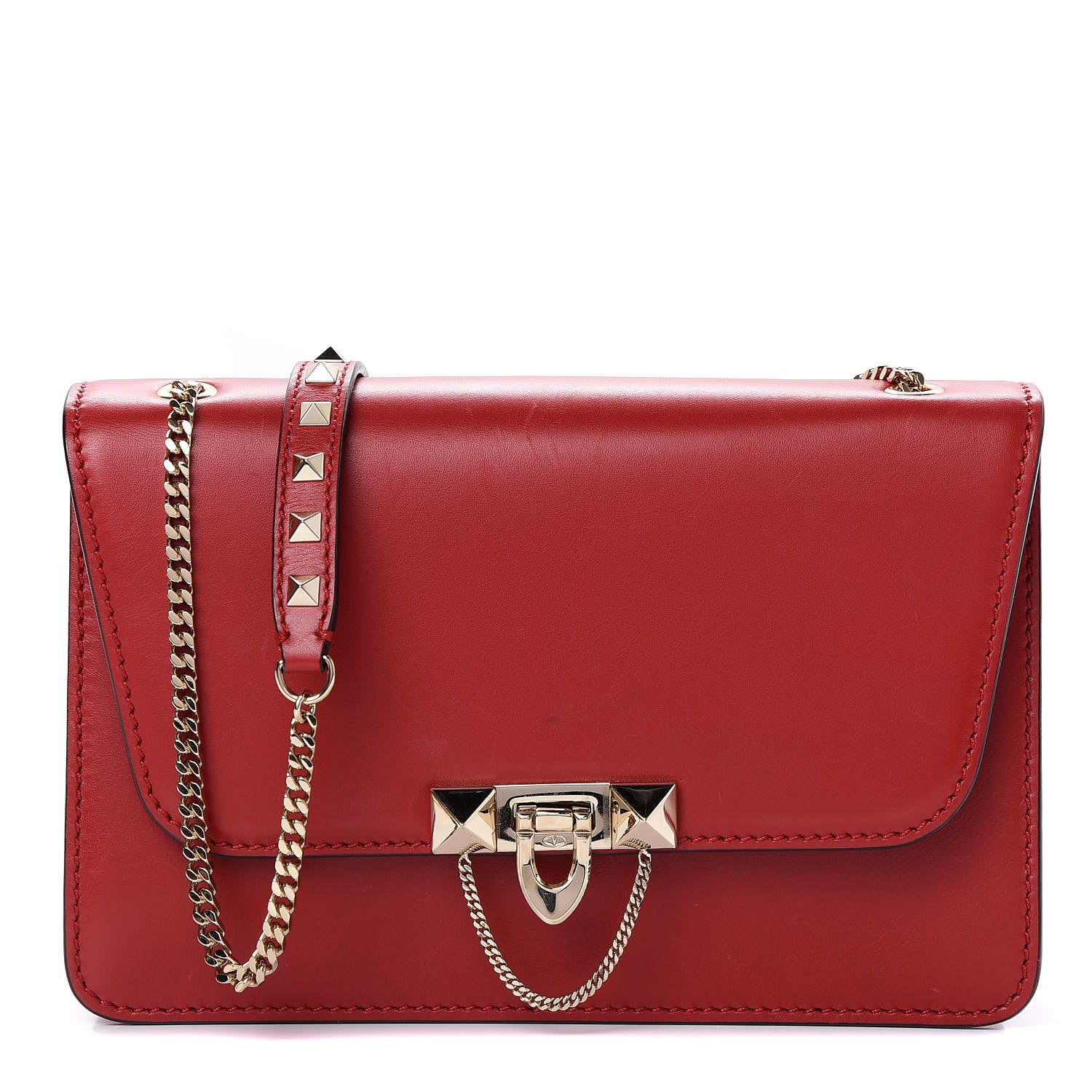 Valentino Garavani Vitello Small Rockstud Demilune Shoulder Bag Rosso Valentino 1 of 11