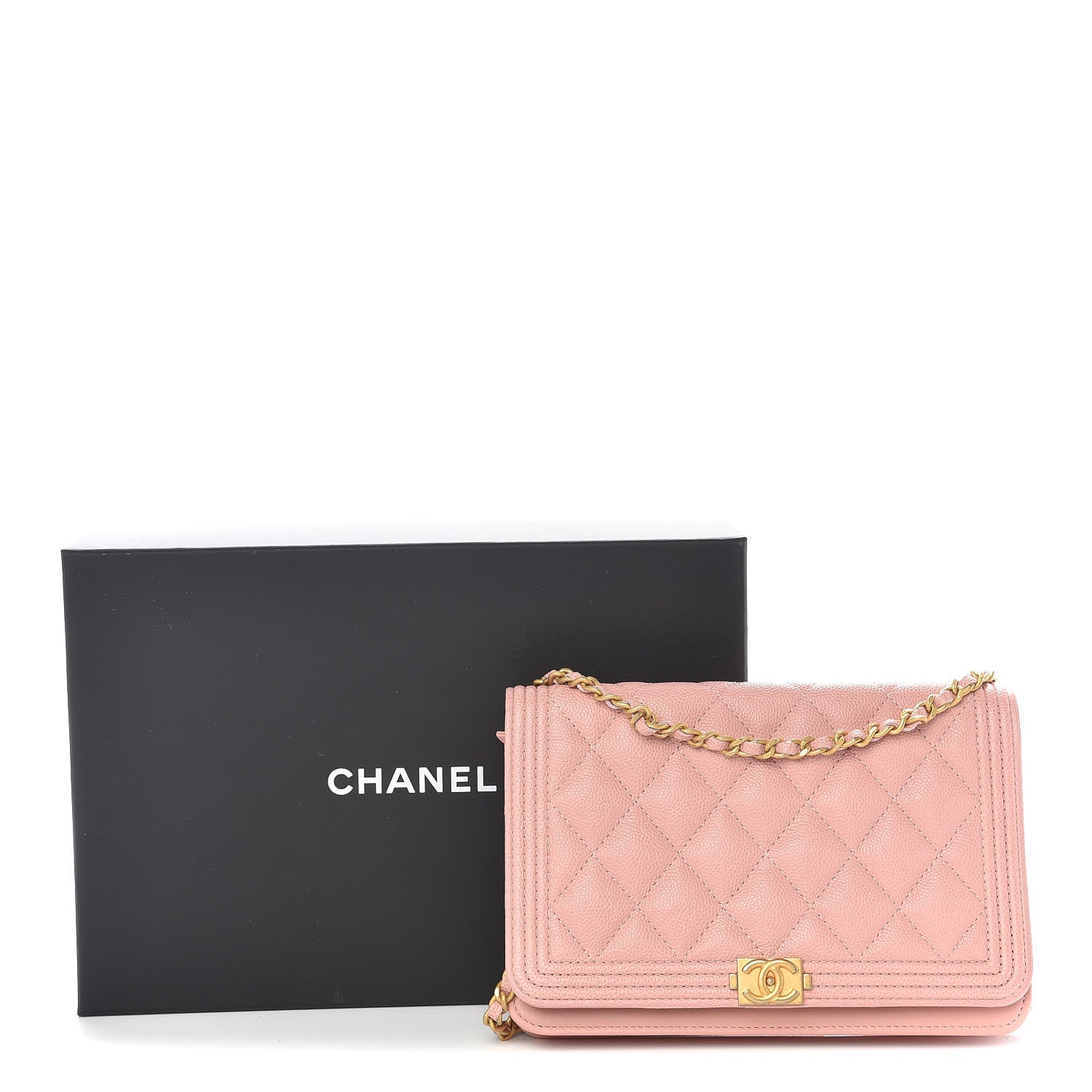 Chanel Caviar Quilted Boy Wallet On Chain WOC Light Pink 11 of 11