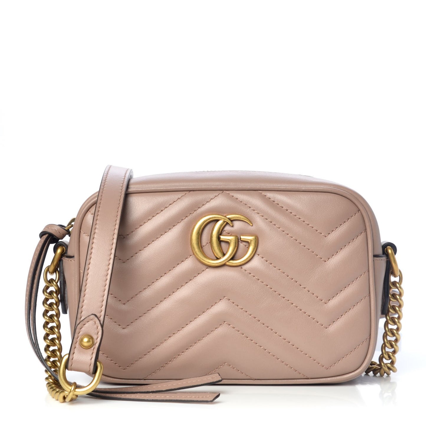 Calfskin Matelasse Mini GG Marmont Chain Shoulder Bag Porcelain Rose