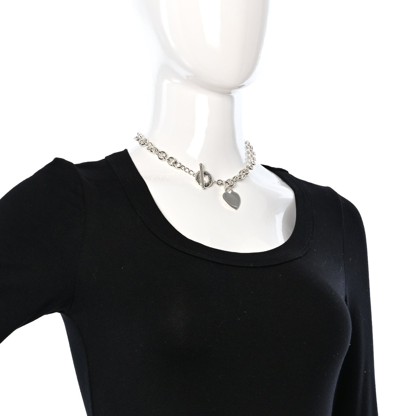 Sterling Silver Heart Tag Toggle Necklace