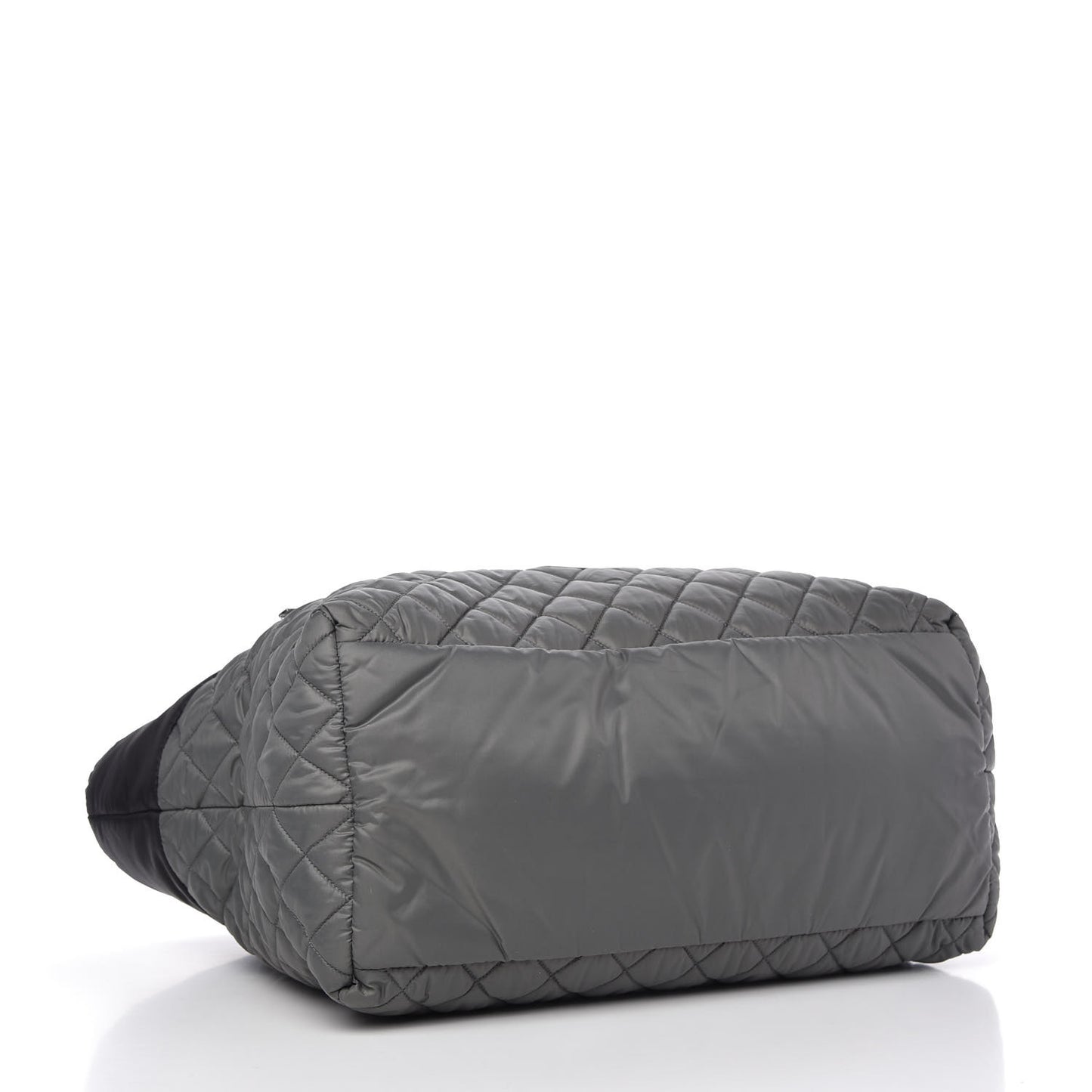 Nylon Quilted Large Coco Cocoon Reversible Tote Black Grey