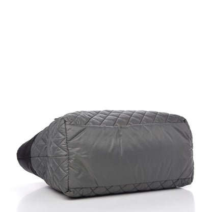 Chanel Nylon Quilted Large Coco Cocoon Reversible Tote Black Grey 4 of 10