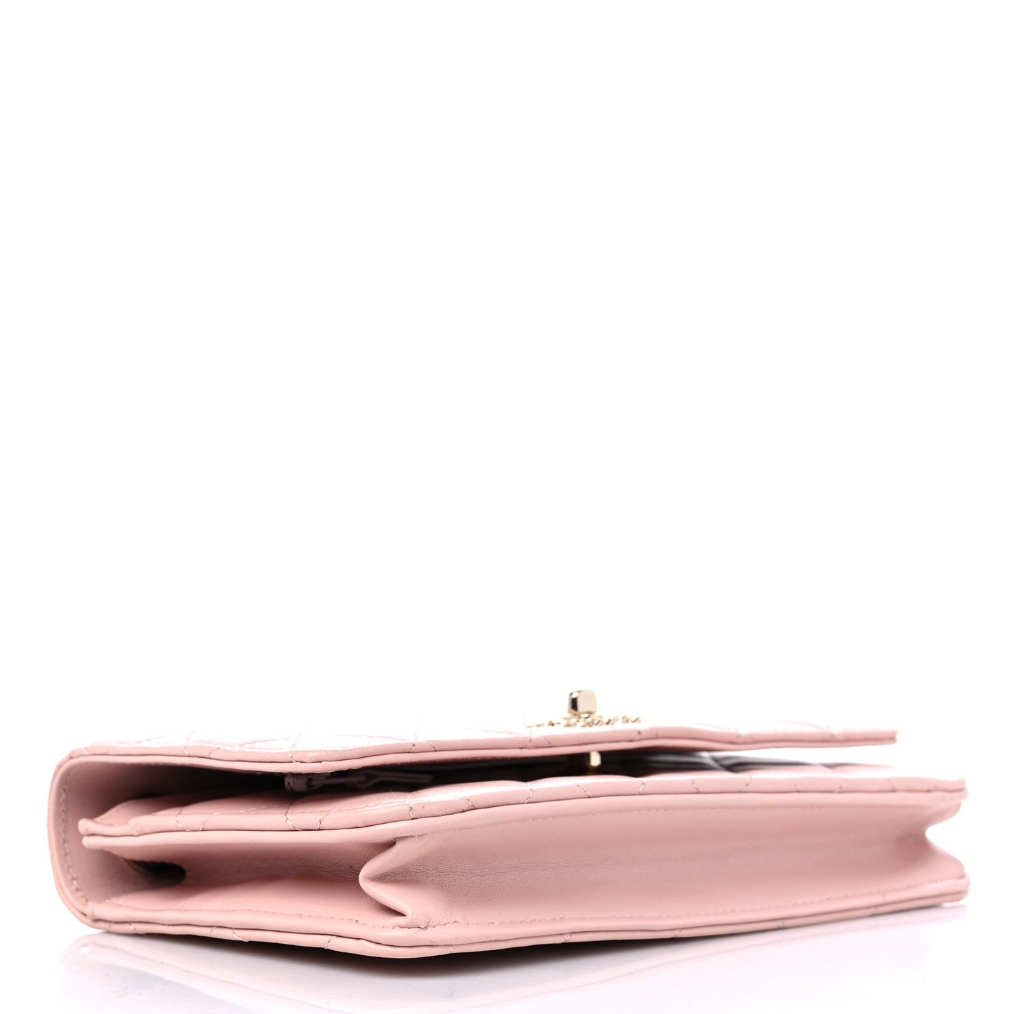 Lambskin Quilted Trendy Chain CC Wallet On Chain WOC Light Pink