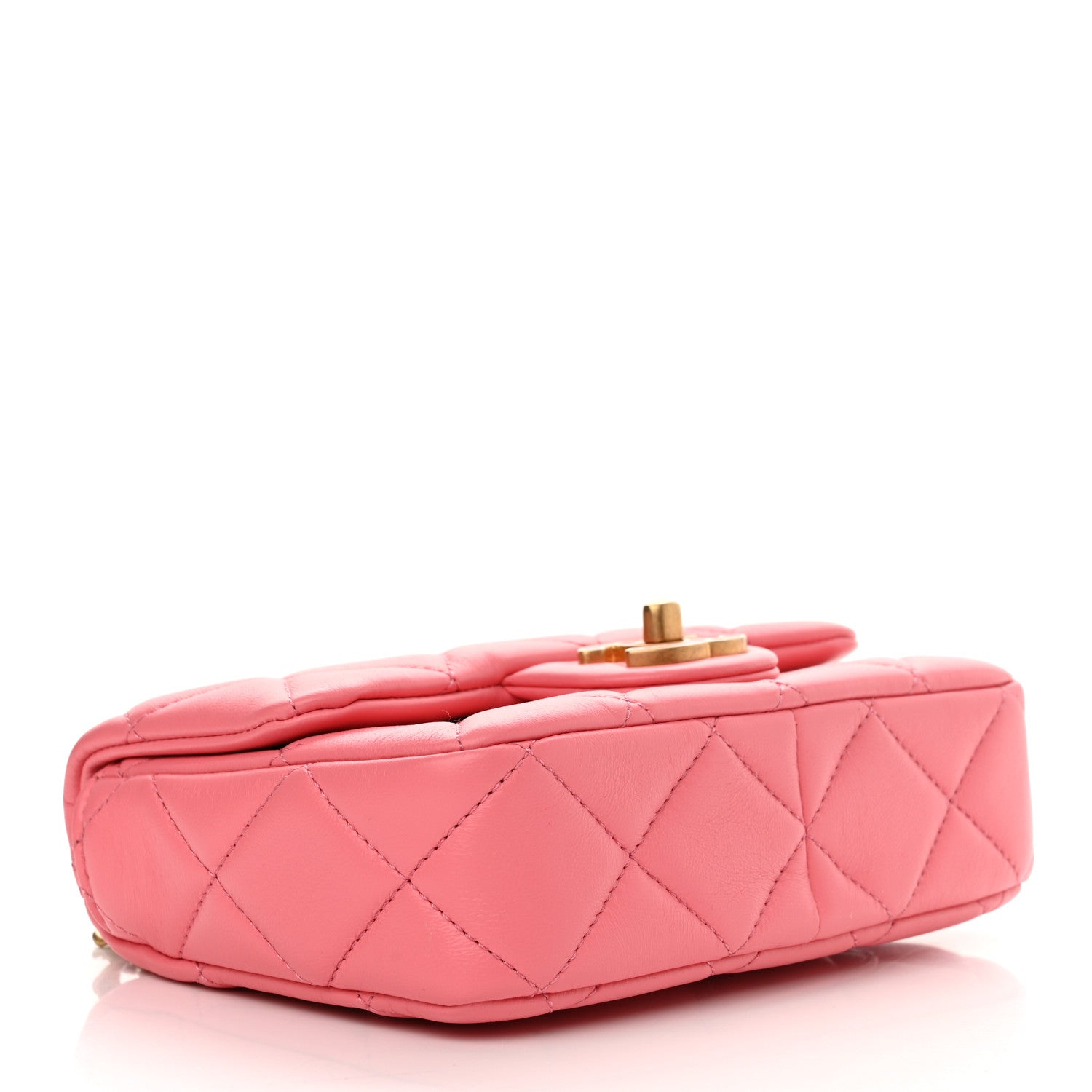 Chanel Lambskin Enamel Quilted Pending CC Mini Square Flap Pink 4 of 10
