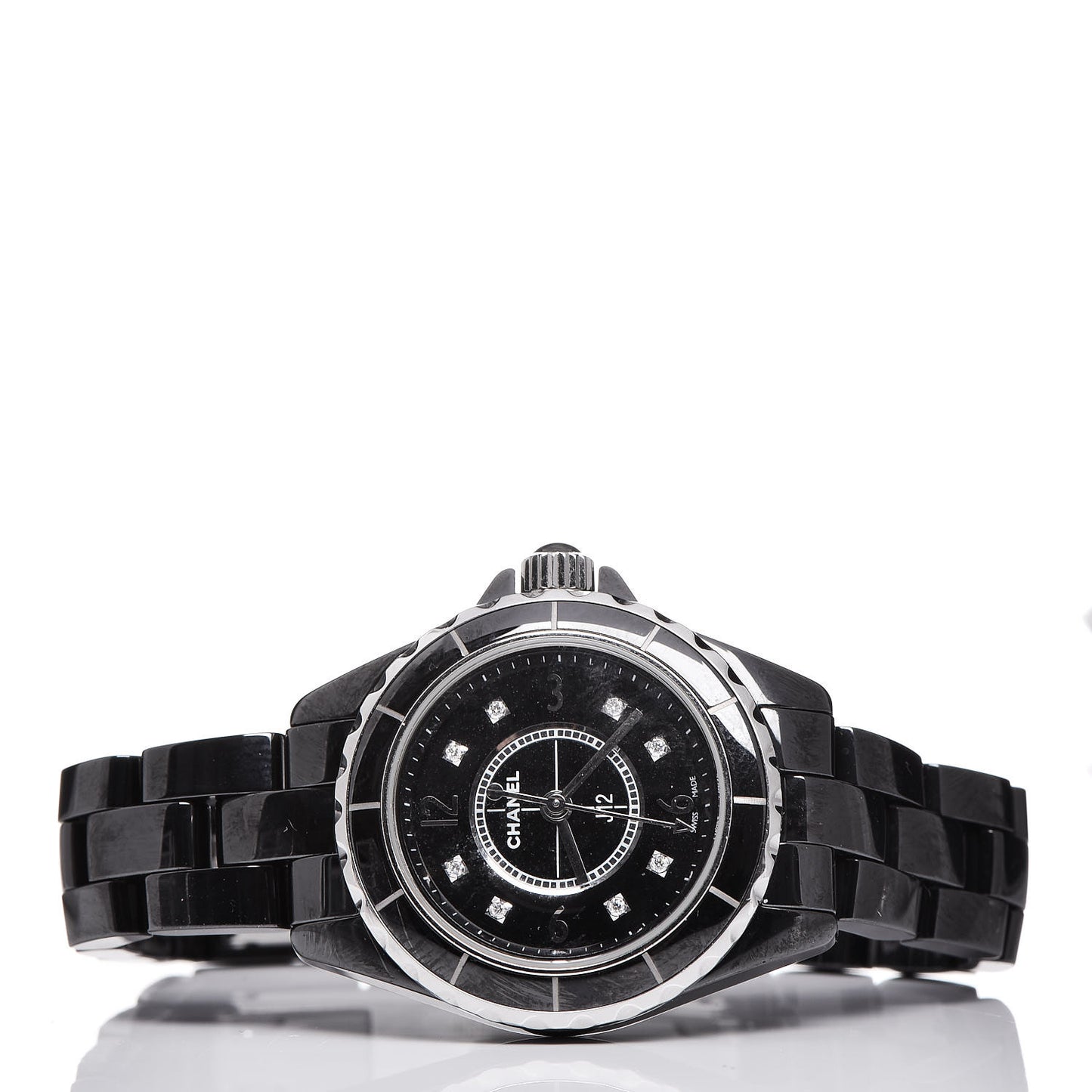 Stainless Steel Ceramic Diamond 29mm J12 Quartz Watch Black