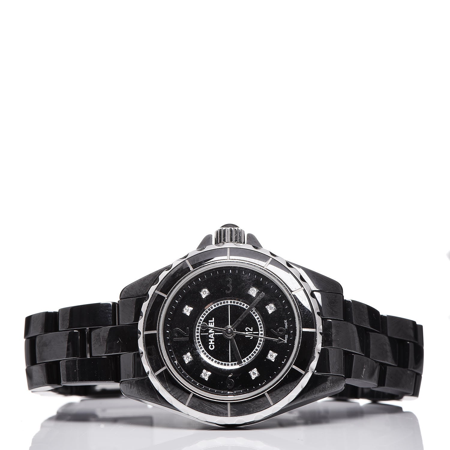 Chanel Stainless Steel Ceramic Diamond 29mm J12 Quartz Watch Black 3 of 6