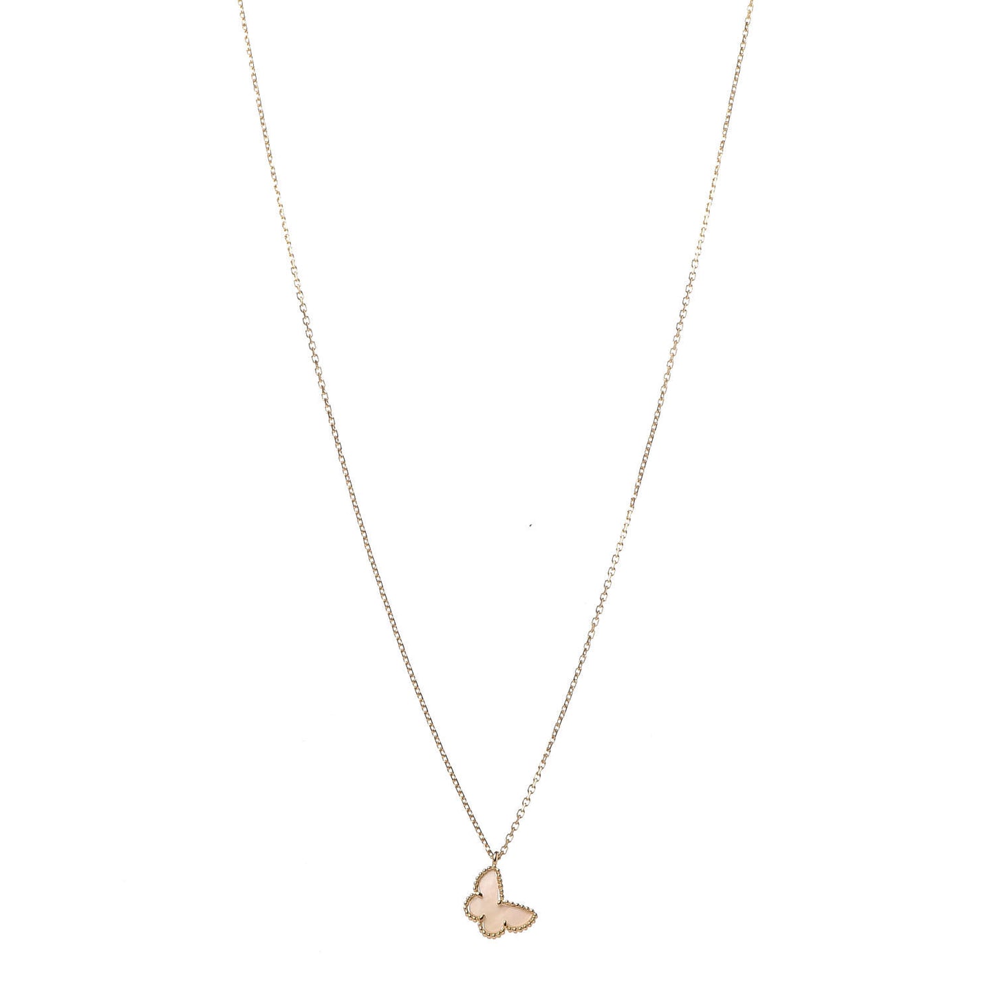 18K Yellow Gold Mother of Pearl Sweet Alhambra Butterfly Pendant Necklace