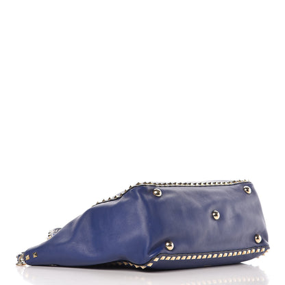 Valentino Garavani Vitello Medium Rockstud Tote Blue China 5 of 18