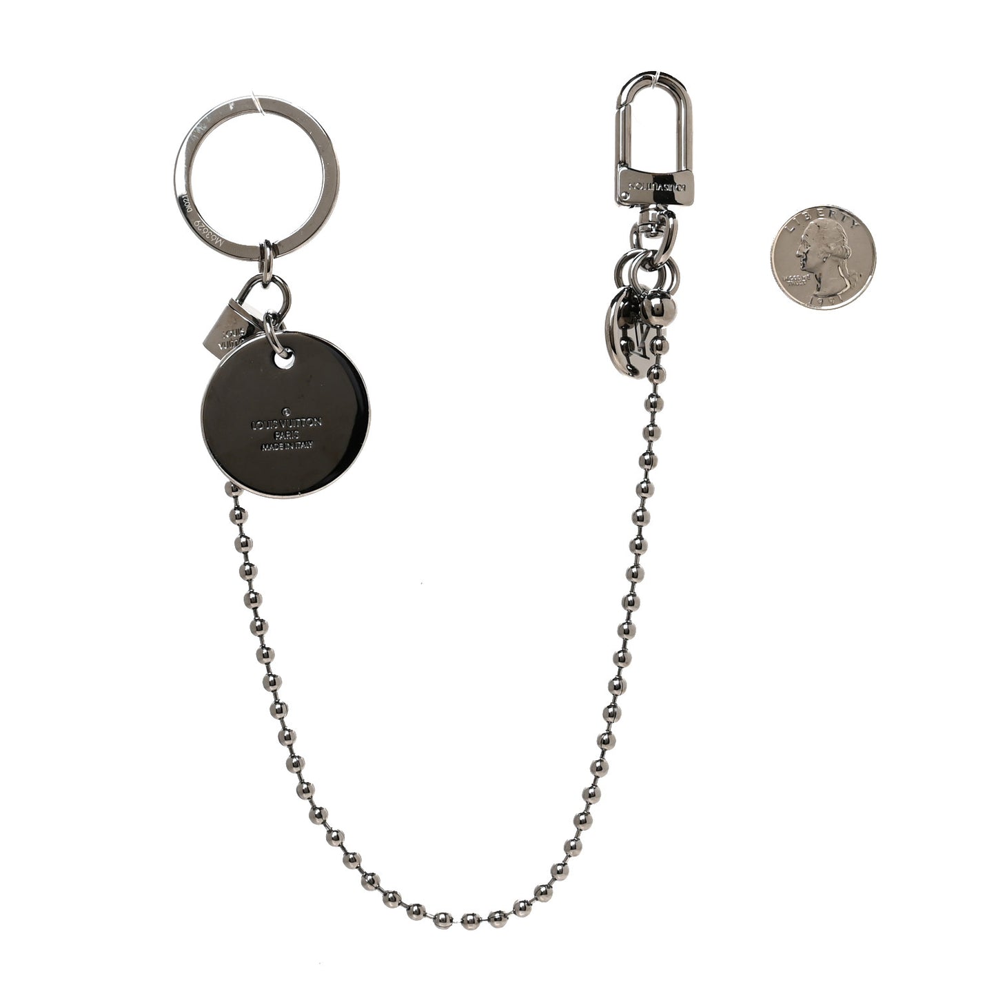 Calfskin Monogram Eclipse ID Pocket Key Chain Bag Charm and Key Holder