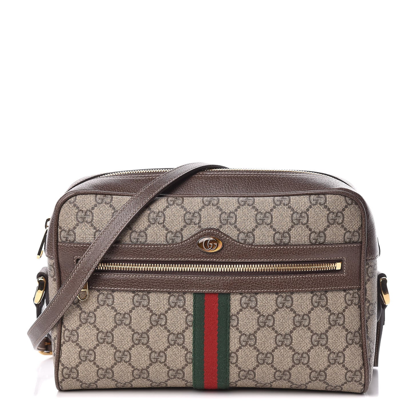 GG Supreme Monogram Web Small Ophidia Shoulder Bag Brown