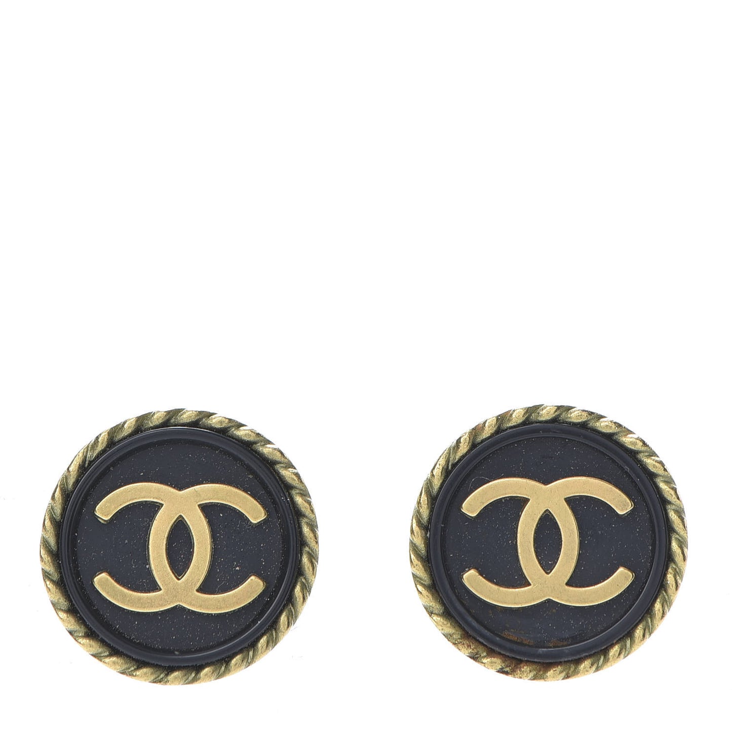 Enamel CC Clip On Earrings Black