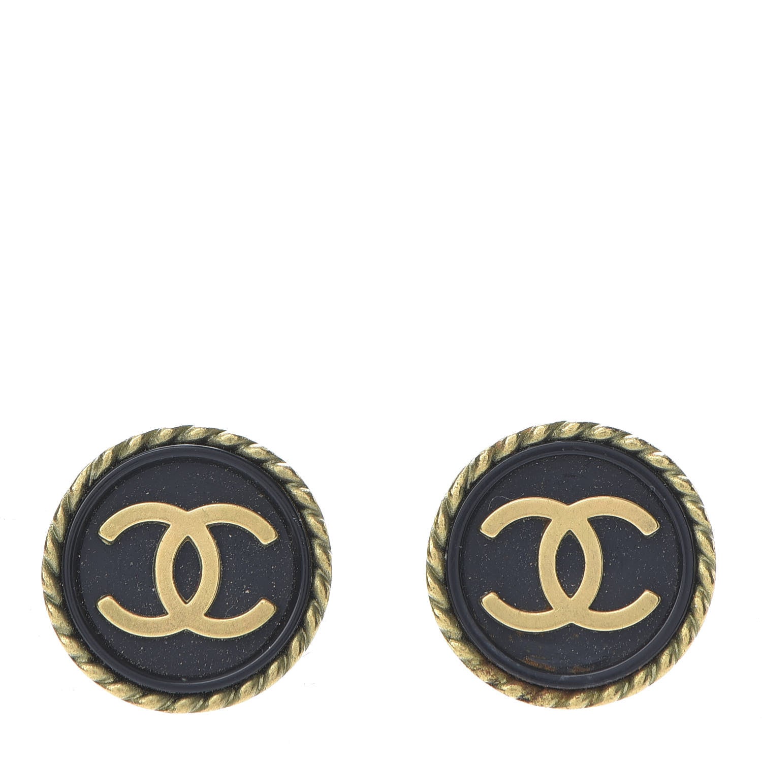Chanel Enamel CC Clip On Earrings Black 1 of 6