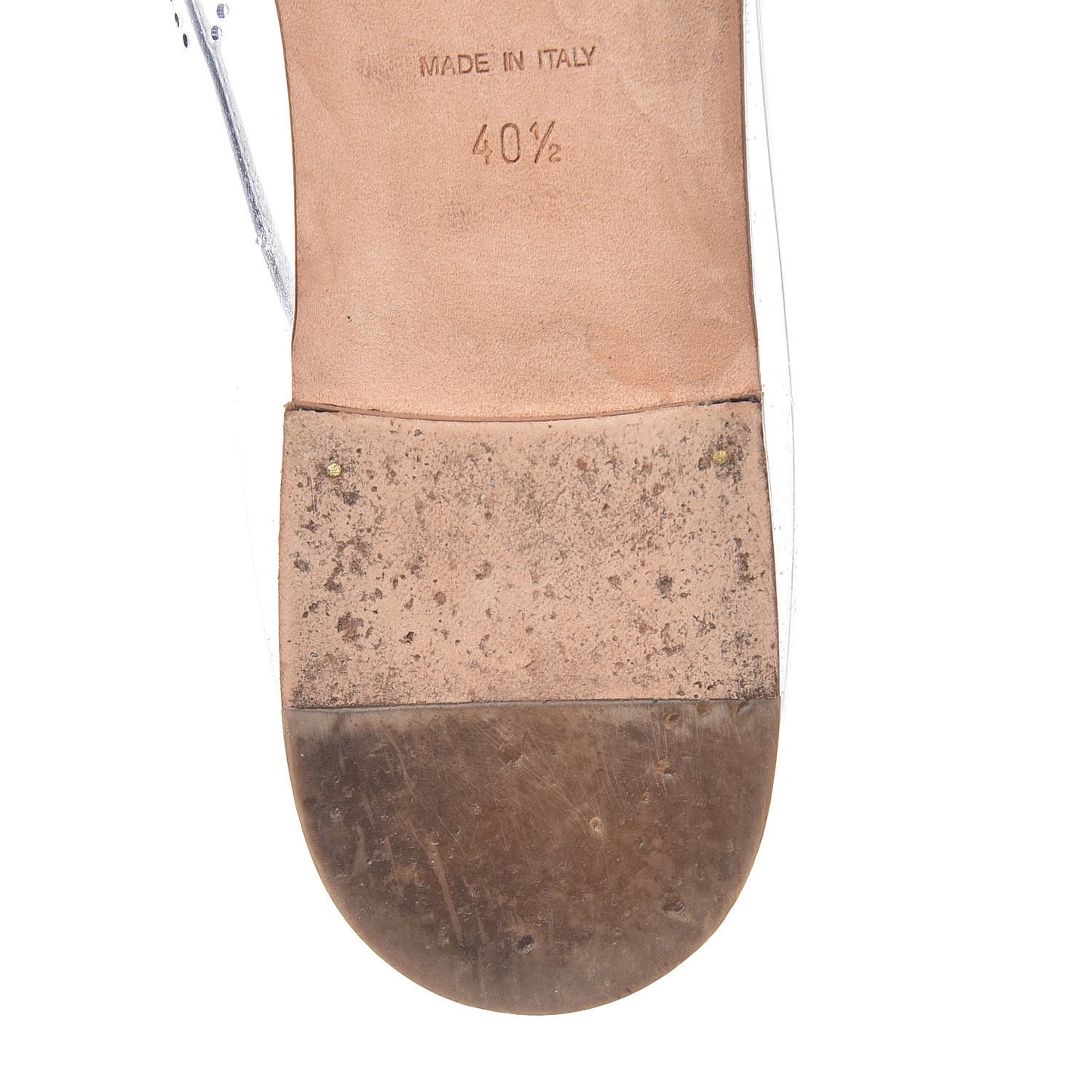 PVC Metallic Calfskin CC Cap Toe Ballet Flats 40.5 Silver