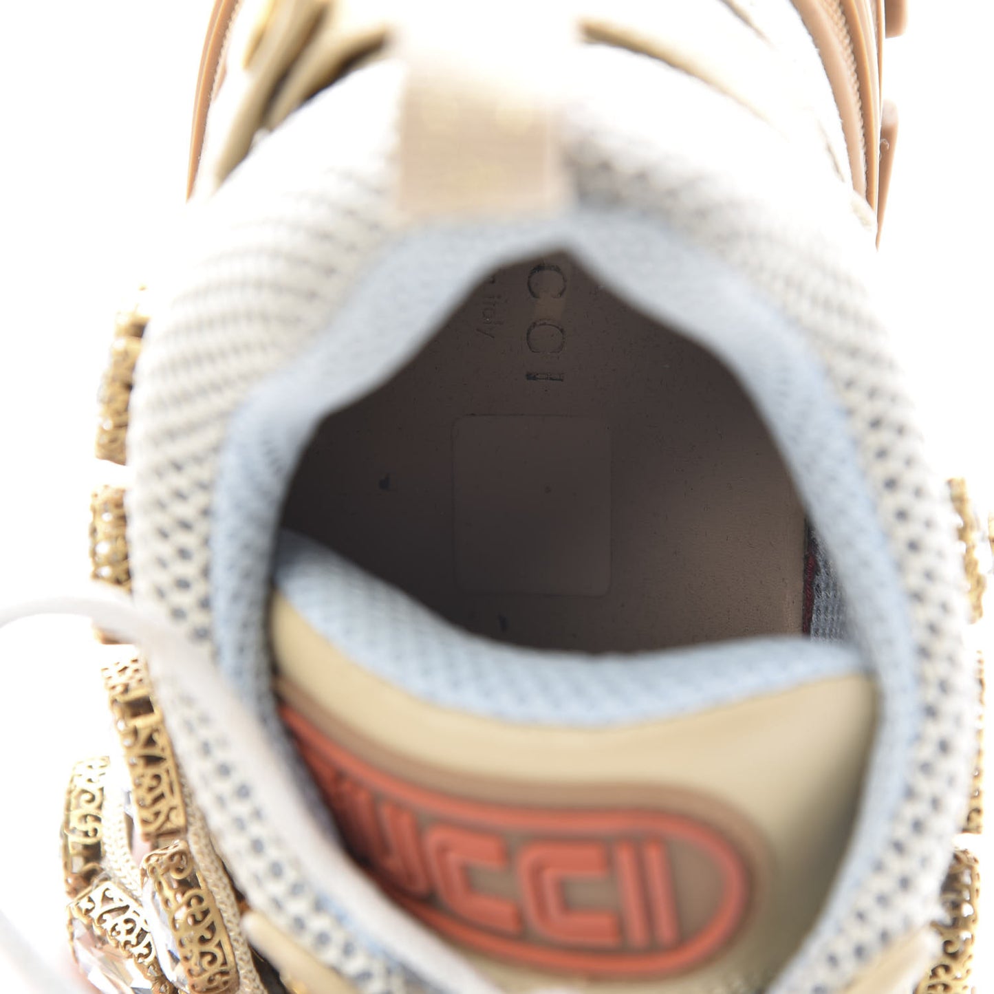X SEGA Mesh Canvas Calfskin Removable Crystals Flashtrek Sneakers 39.5 Mystic White Oatmeal Sand Storm