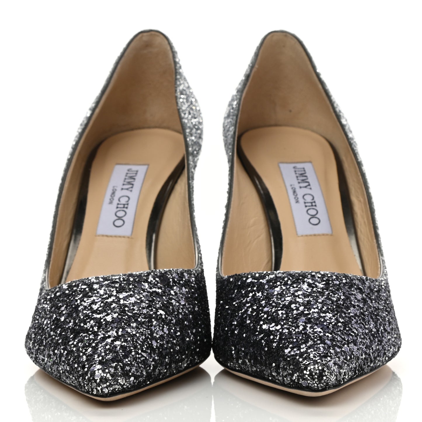 Coarse Glitter Degrade Pointy Toe Romy 100 Pumps 40.5 Navy Silver