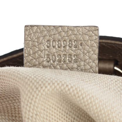 Gucci Metallic Pebbled Calfskin Medium Soho Chain Shoulder Bag Golden Beige 6 of 7
