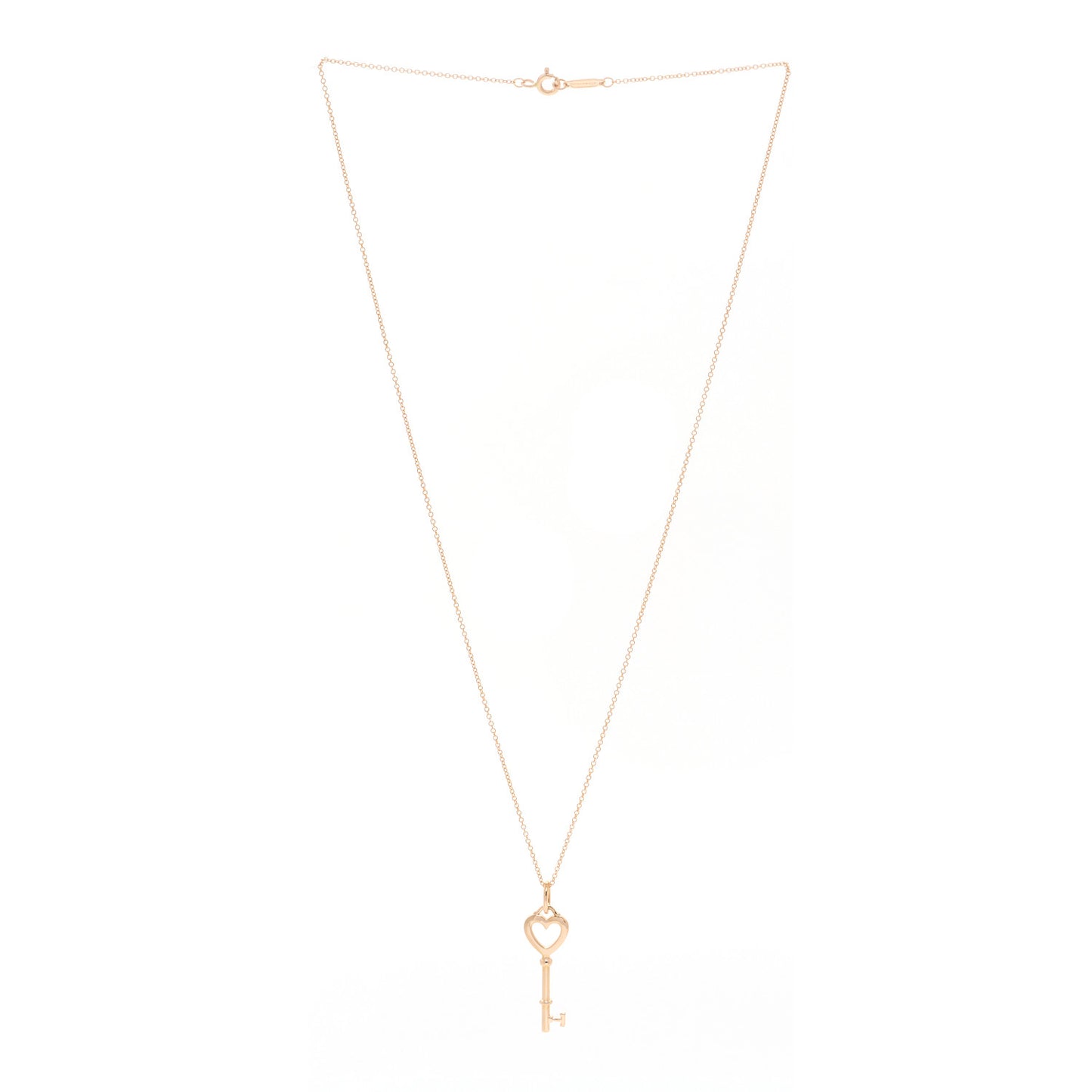 18K Rose Gold Mini Heart Key Pendant Necklace