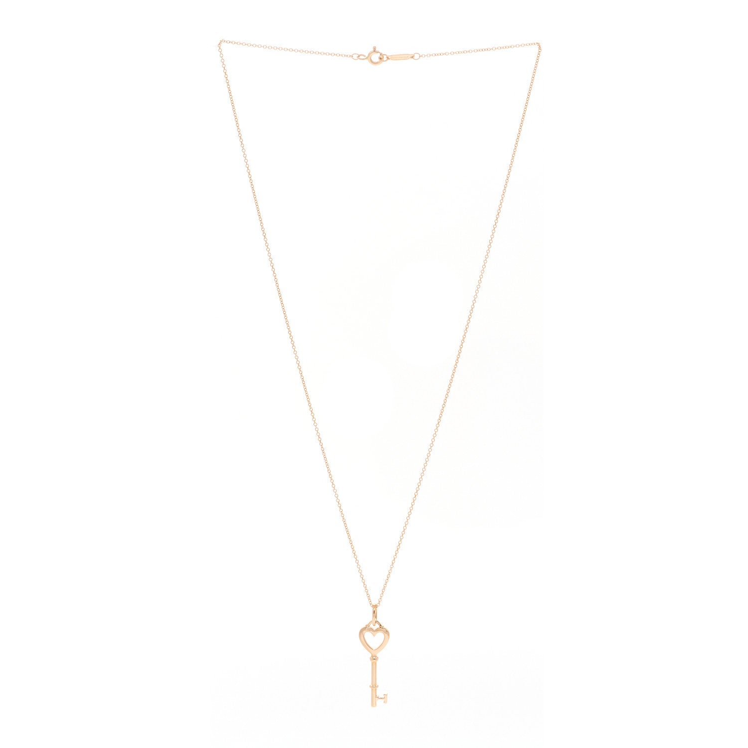 Tiffany 18K Rose Gold Mini Heart Key Pendant Necklace 3 of 6