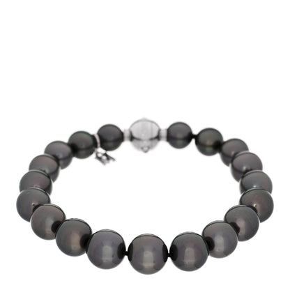 Mikimoto 18K White Gold Diamond Grey Cultured Pearl 9.5-10mm Bracelet 1 of 5