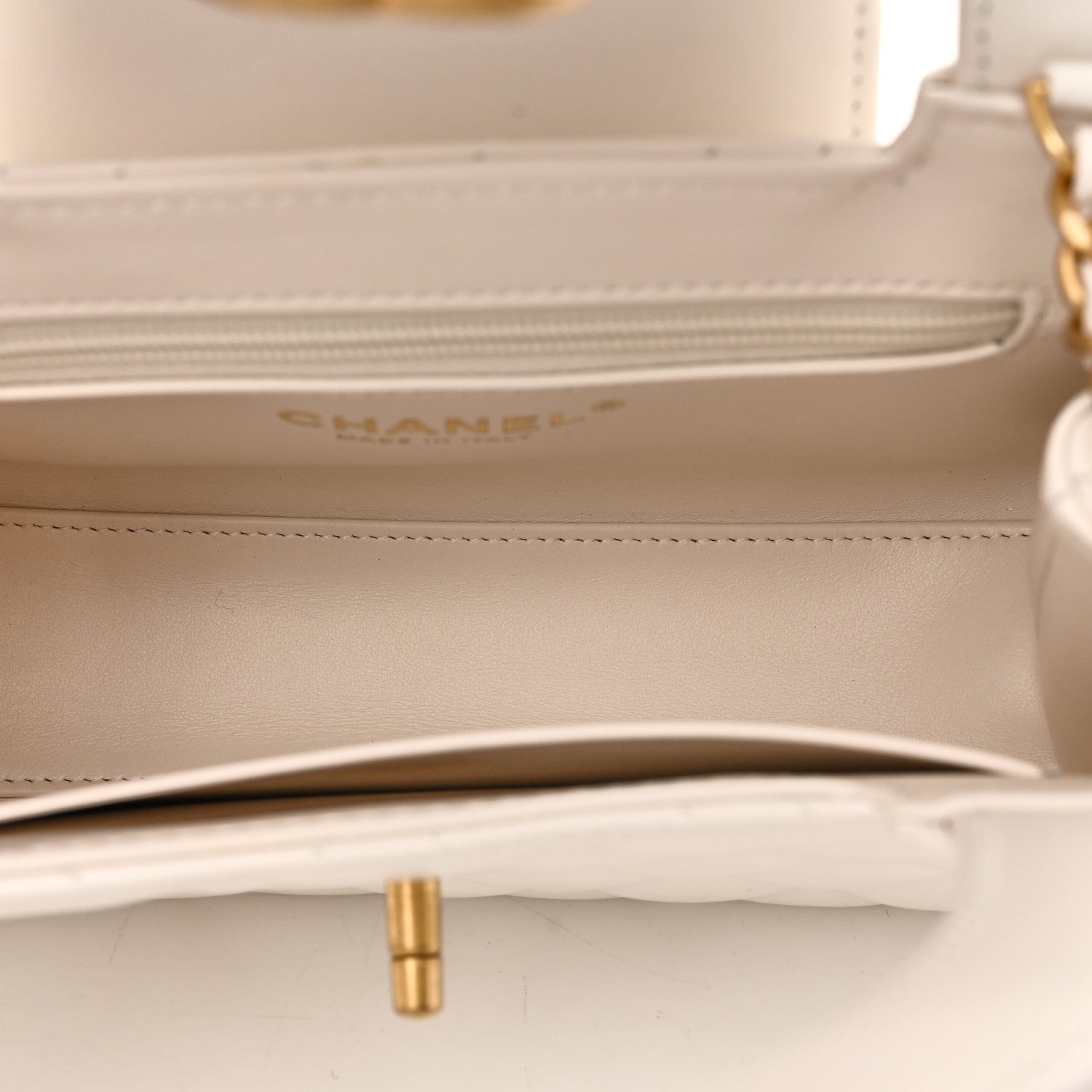 Chanel Shiny Aged Calfskin Quilted Nano Kelly Shopper White 5 of 10