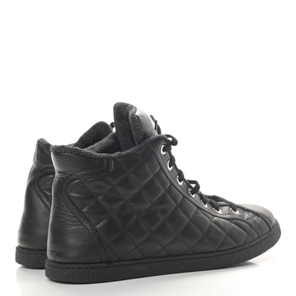 Chanel Lambskin Quilted High Top Sneakers 38.5 Black 4 of 10