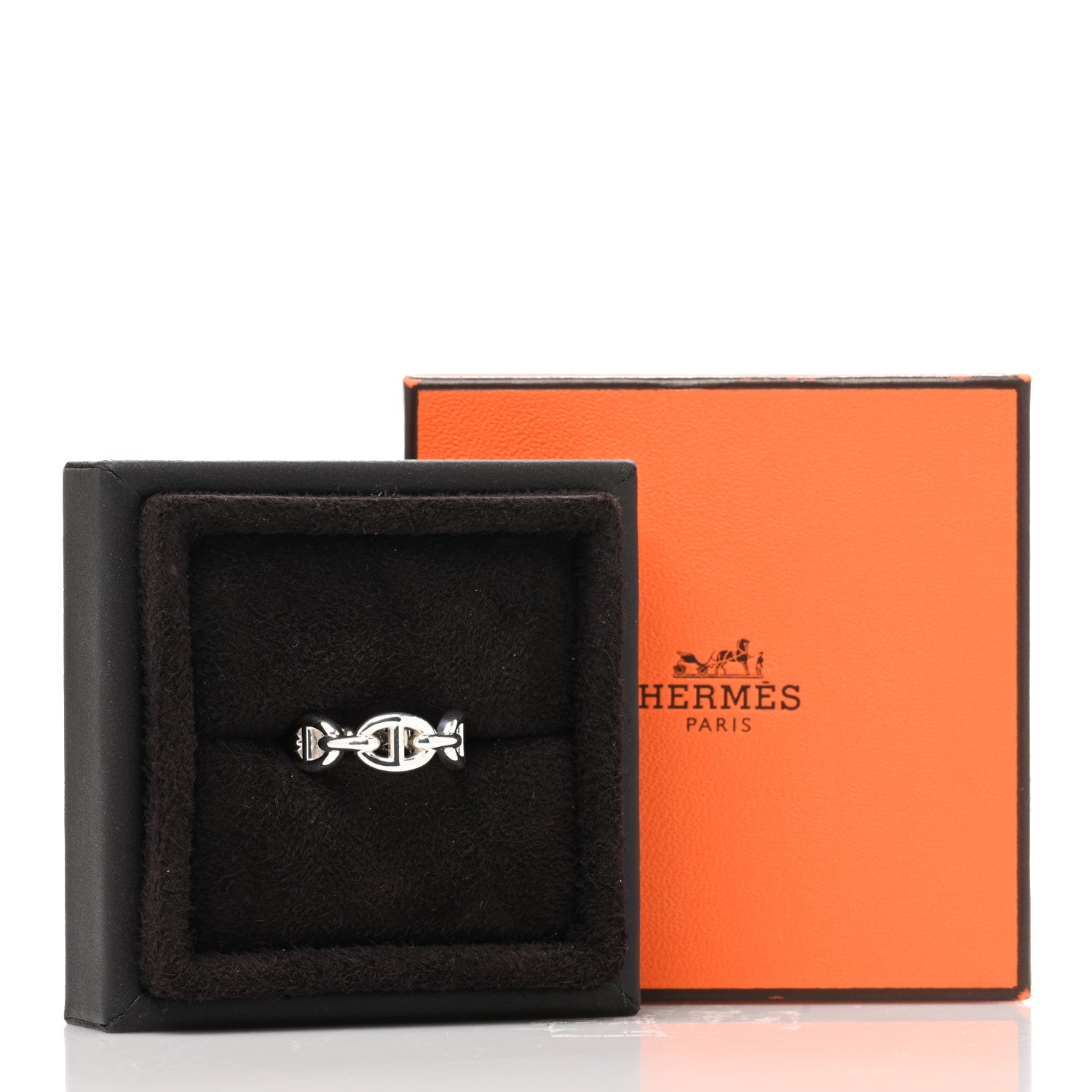 Hermes Sterling Silver PM Chaine d'Ancre Enchainee Band Ring 51 5.75 5 of 5
