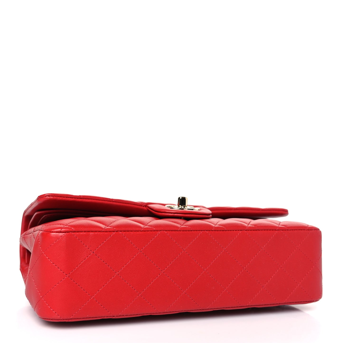 Lambskin Quilted Medium Double Flap Red