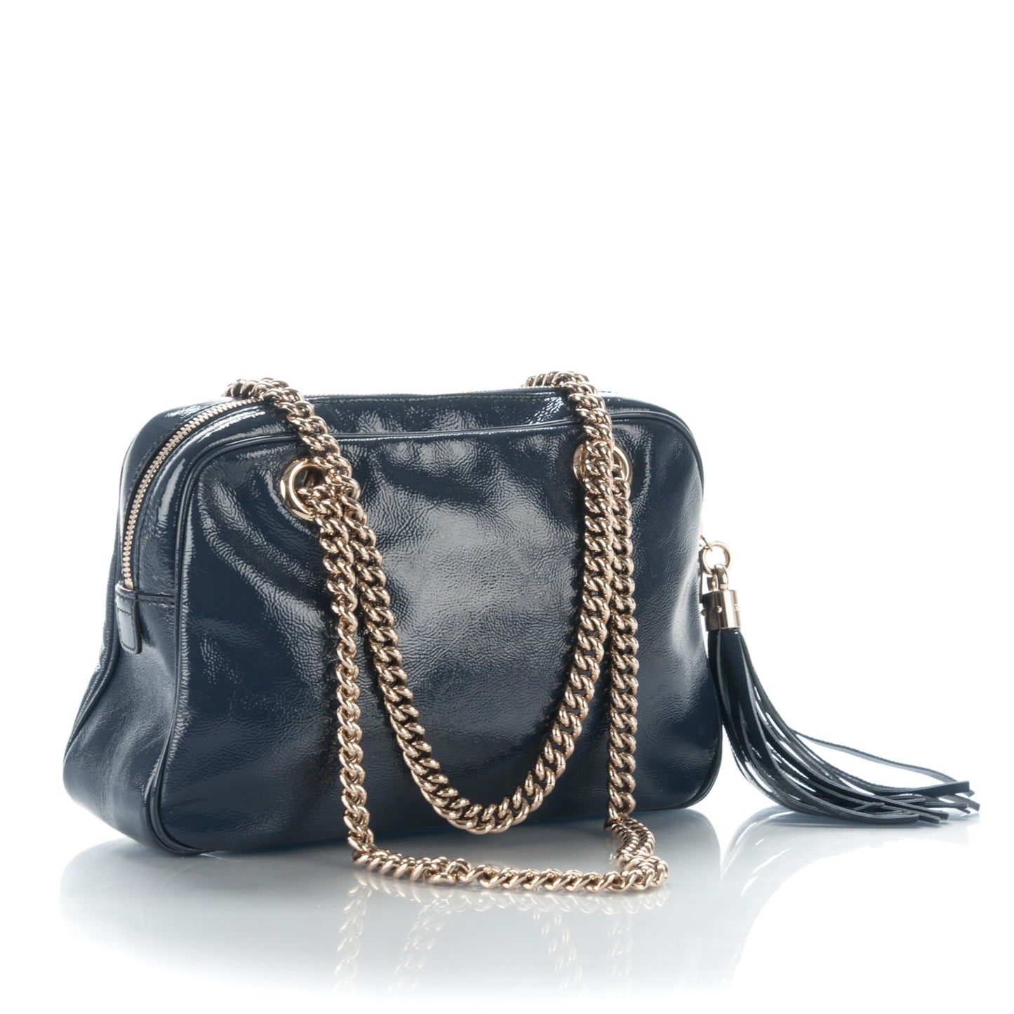 Soft Patent Small Soho Bowler Uniform Blue