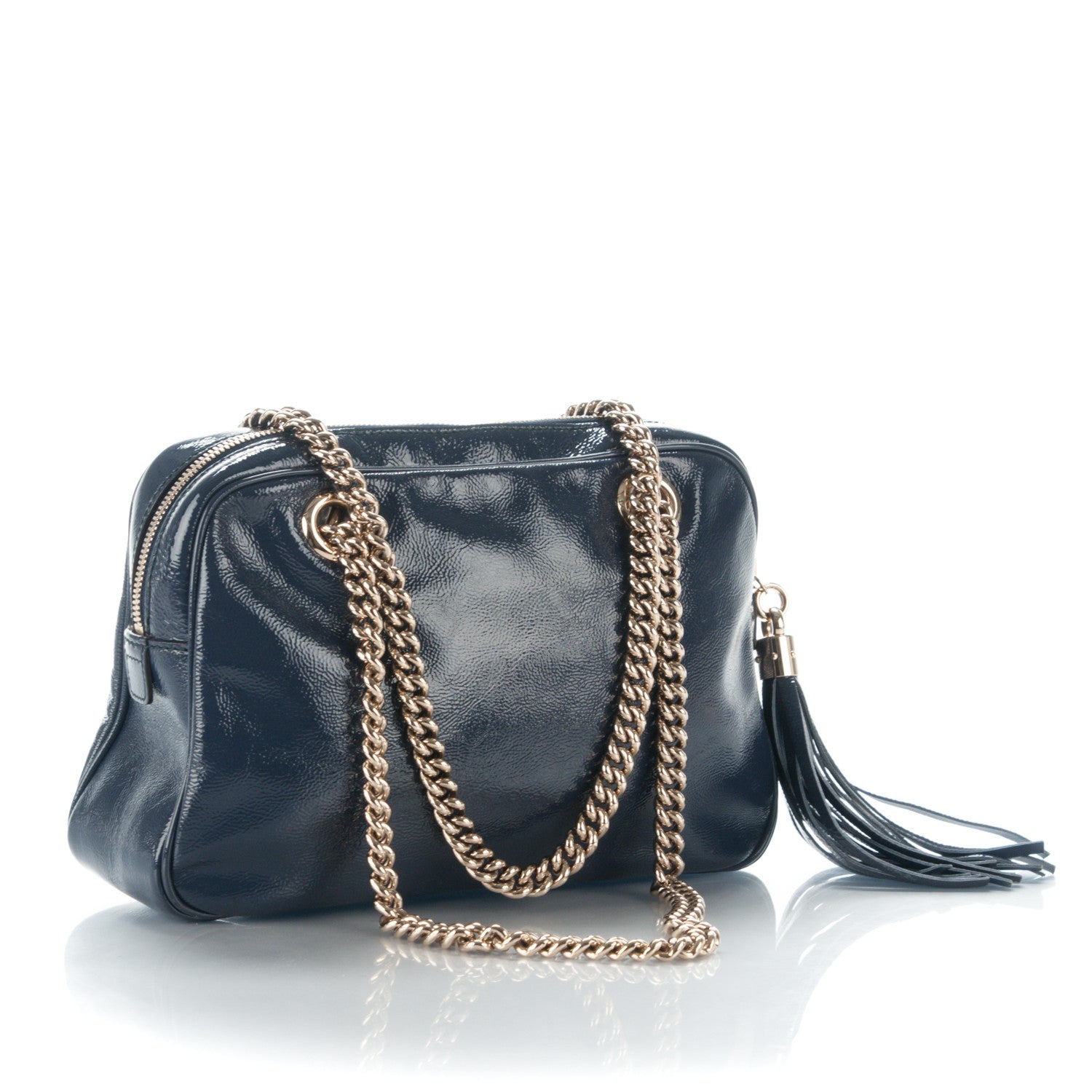 Gucci Soft Patent Small Soho Bowler Uniform Blue 3 of 7