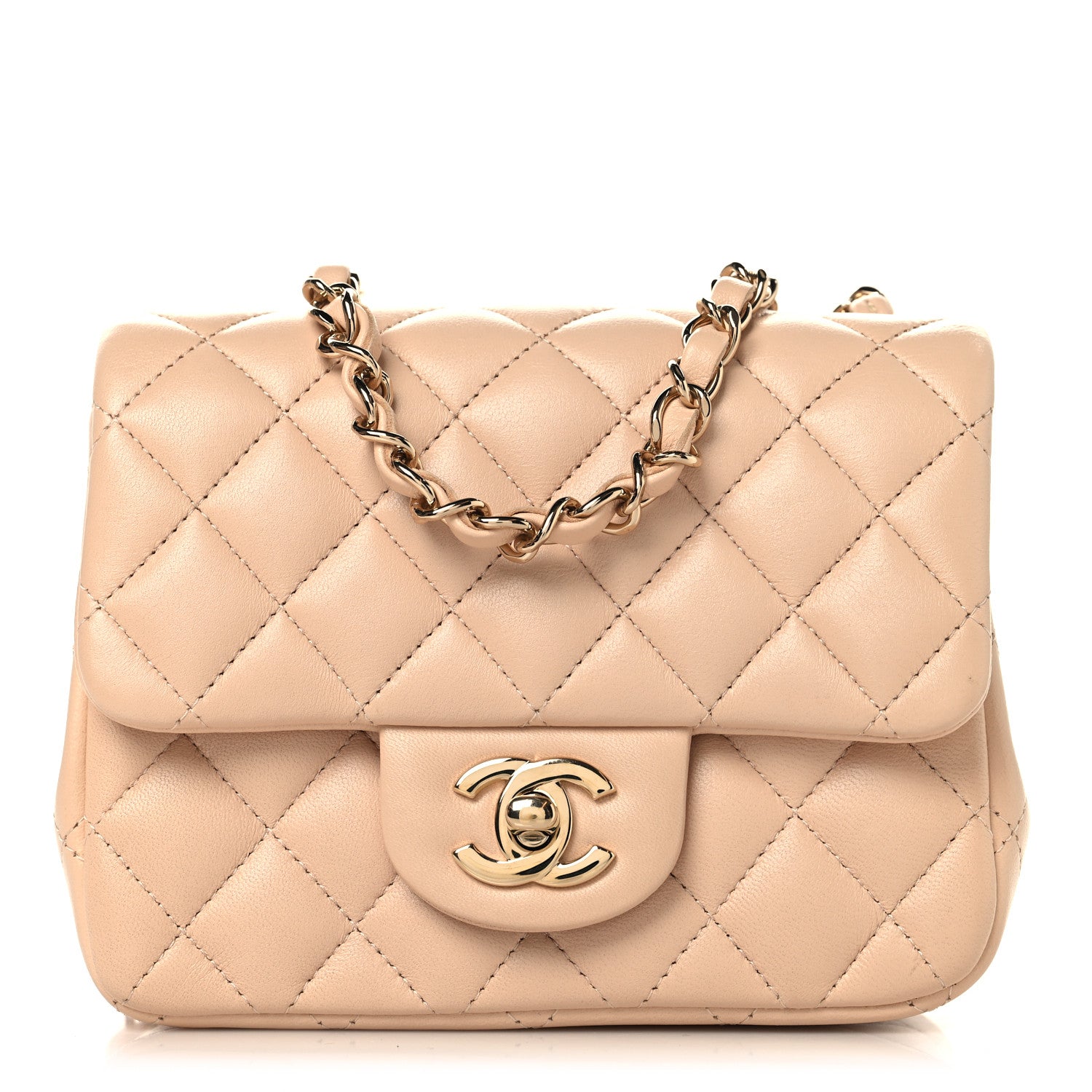 Chanel Lambskin Quilted Mini Square Flap Beige 1 of 10