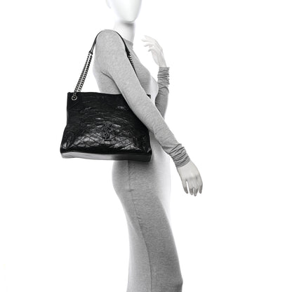 Saint Laurent SAINT LAURENT Crinkled Calfskin Matelasse Monogram Medium Niki Shopper Tote Black 3 of 10