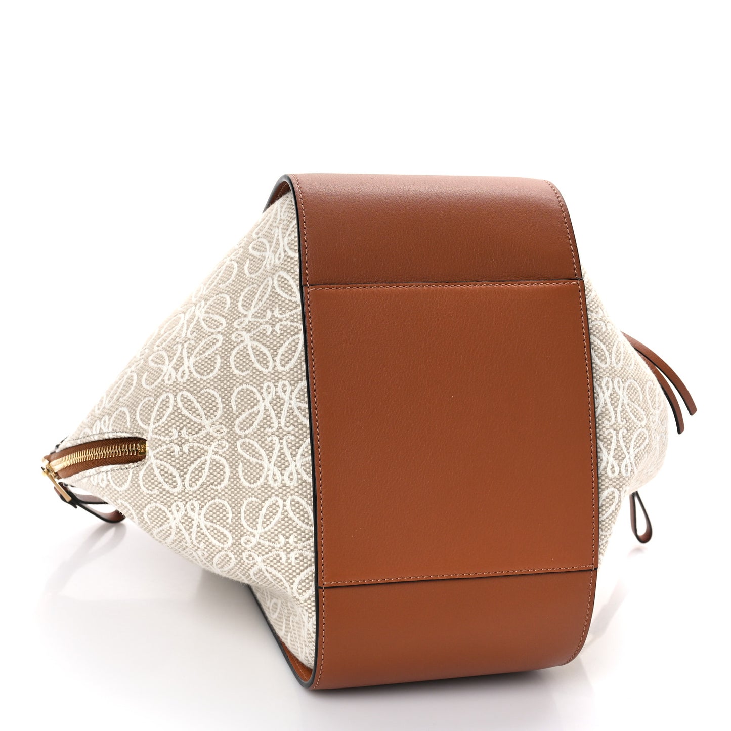 Calfskin Canvas Anagram Small Hammock Shoulder Bag Ecru Tan