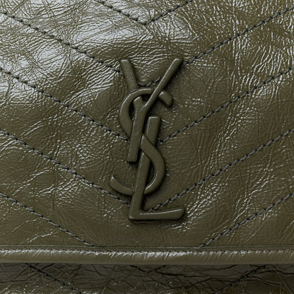 Saint Laurent Crinkled Lambskin Matelasse Monogram Medium Niki Chain Satchel Military Olive 9 of 11