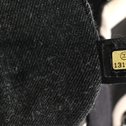 Chanel Striped Canvas CC Shopping Tote Black White 7 of 9