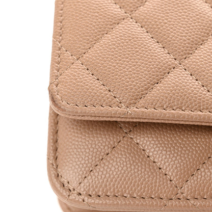 Chanel Caviar Quilted Crystal CC Wallet On Chain WOC Beige 13 of 13