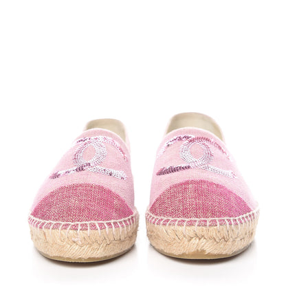 Chanel Toile Sequin CC Espadrilles 40 Pink Dark Pink 2 of 13