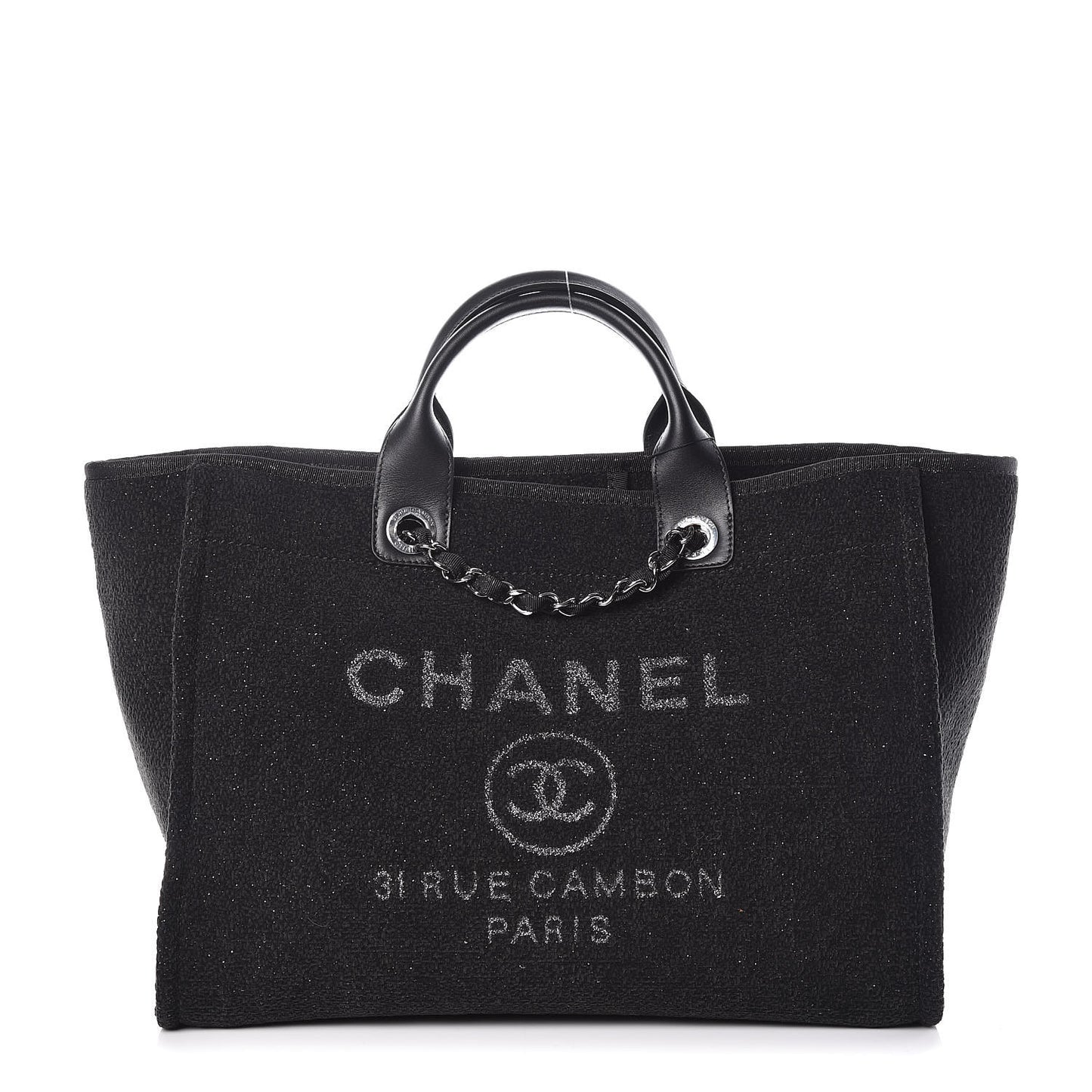 Lurex Boucle Medium Deauville Tote Black