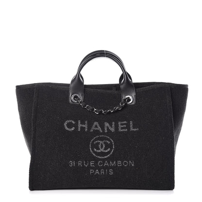 Chanel Lurex Boucle Medium Deauville Tote Black 1 of 9