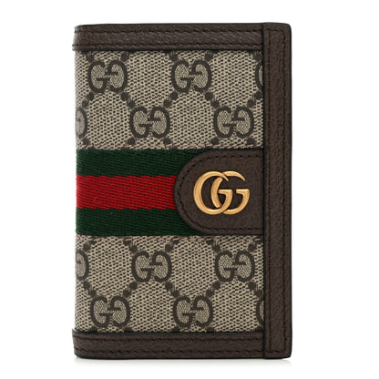 Gucci GG Supreme Monogram Web Ophidia Card Case Beige Ebony Electric Green 1 of 7