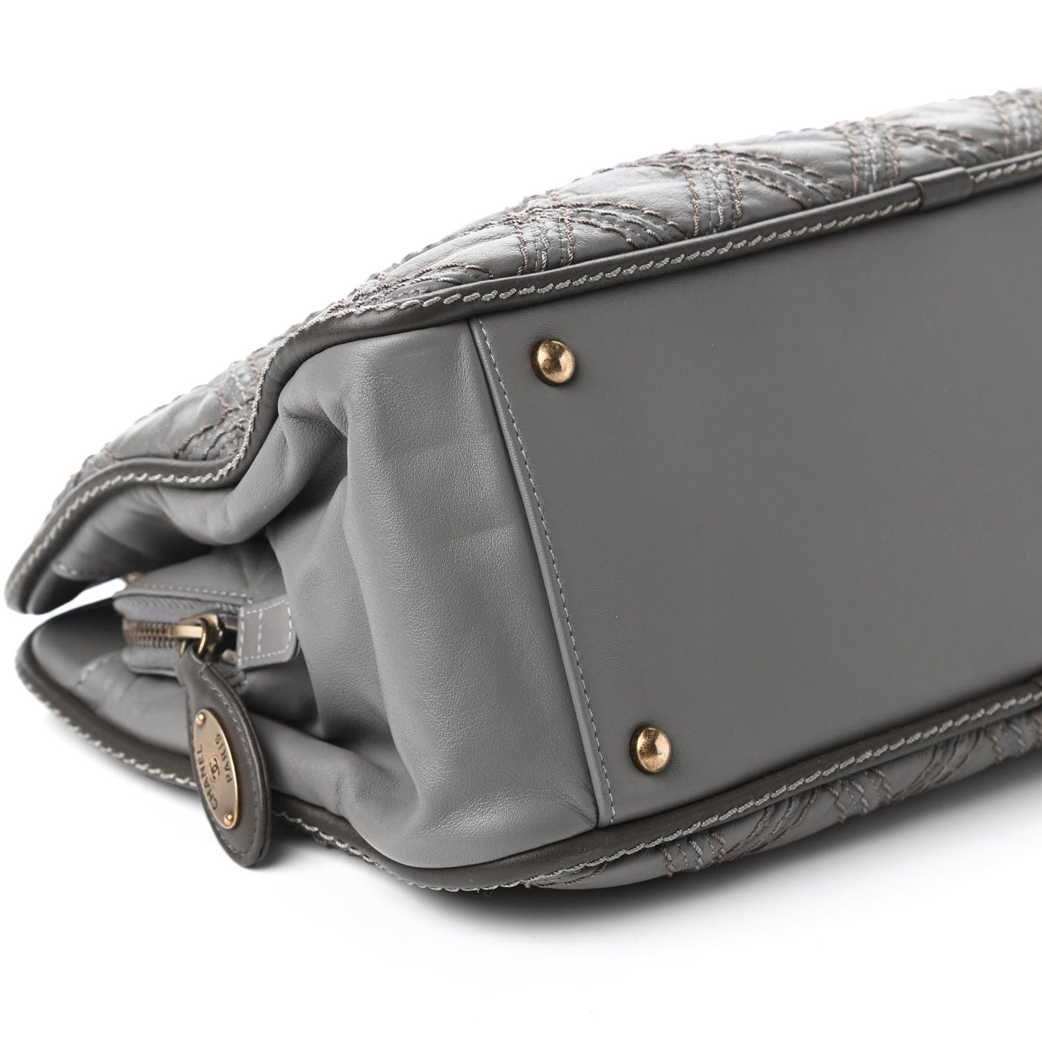 Chanel Calfskin Quilted Stitch Triptych Tote Grey 6 of 10