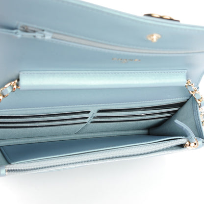 Chanel Iridescent Calfskin Quilted Boy Wallet On Chain WOC Light Blue 5 of 8